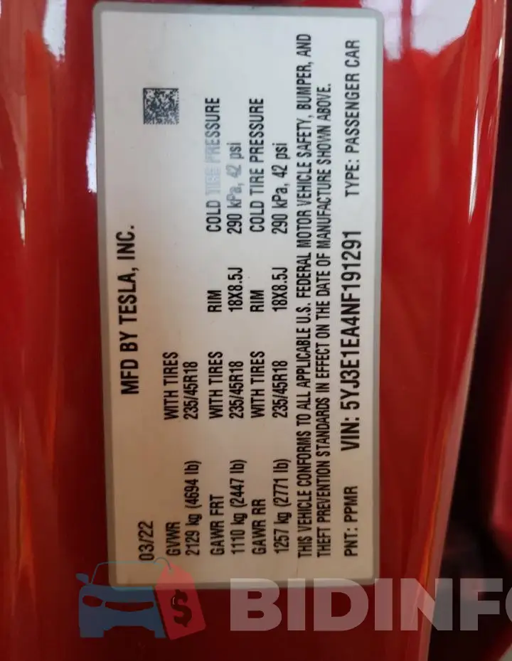 5YJ3E1EA4NF191291 Photo# 12
