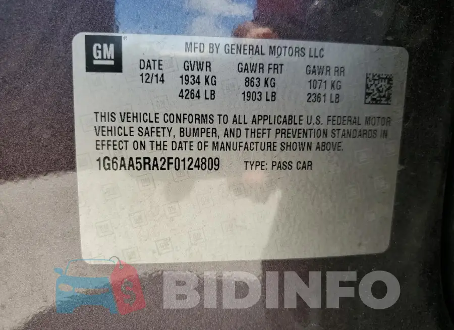 1G6AA5RA2F0124809 Photo# 12
