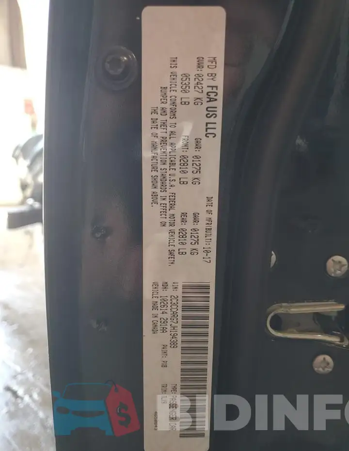 2C3CCARG7JH194389 Photo# 13