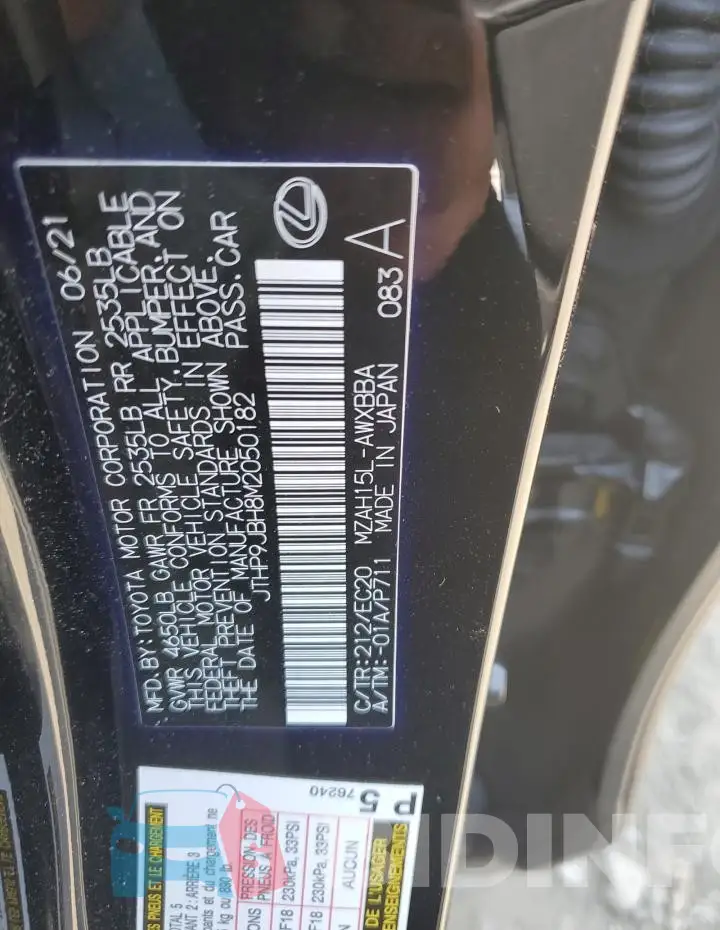 JTHP9JBH8M2050182 Photo# 13