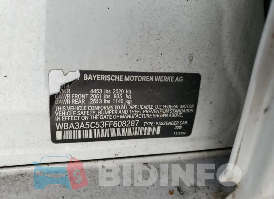 WBA3A5C53FF608287 Photo# 12