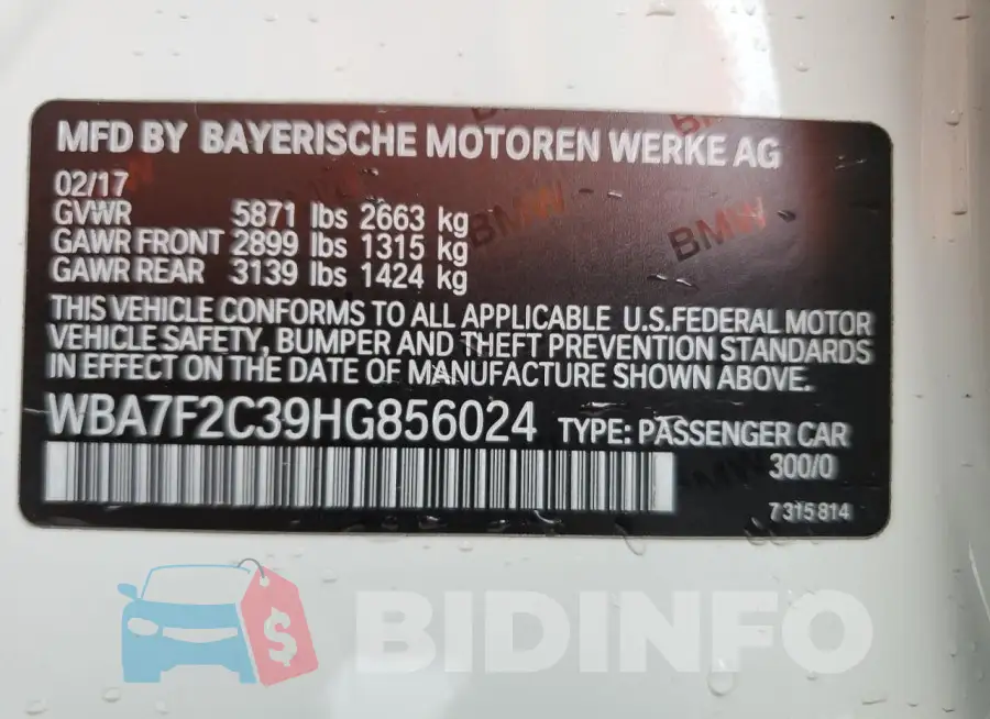 WBA7F2C39HG856024 Photo# 12