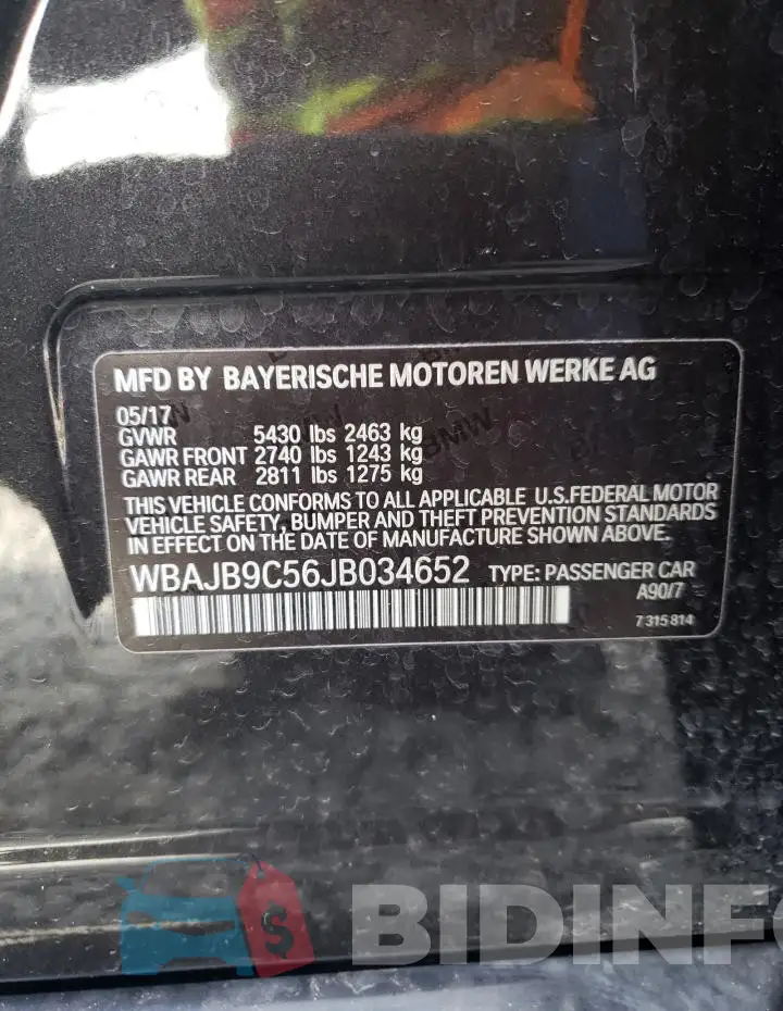 WBAJB9C56JB034652 Photo# 12