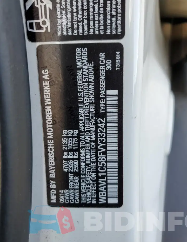 WBAVL1C58FVY33242 Photo# 13