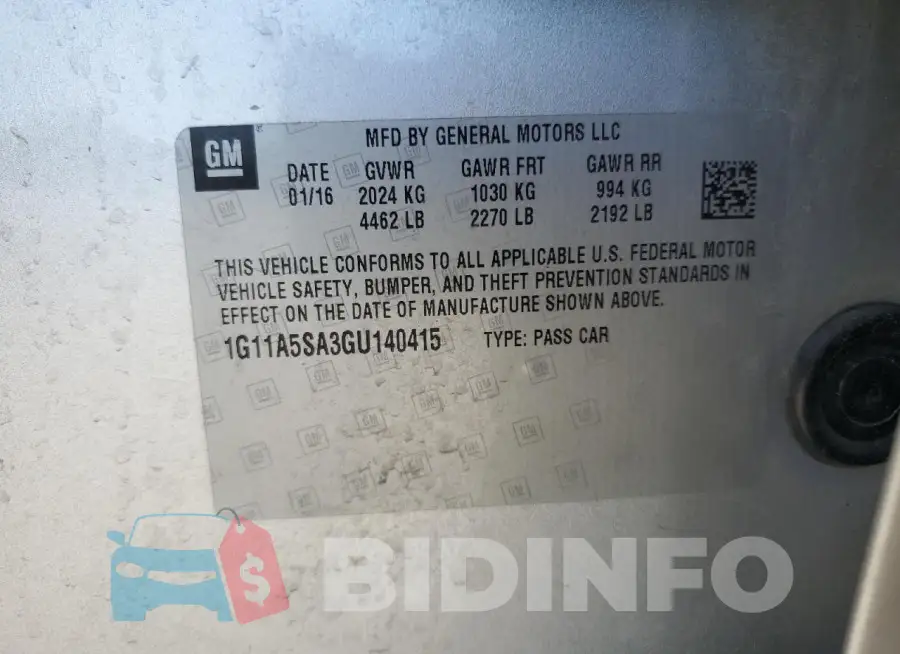 1G11A5SA3GU140415 Photo# 12