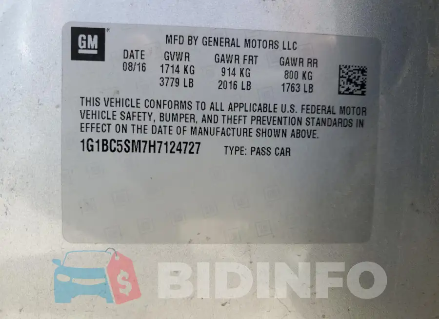 1G1BC5SM7H7124727 Photo# 13