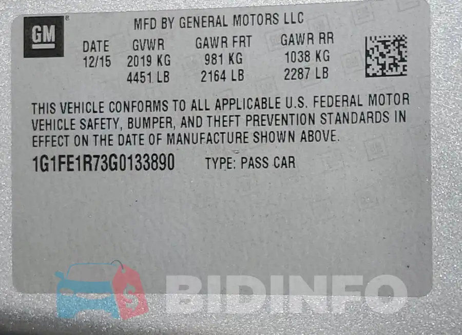 1G1FE1R73G0133890 Photo# 12