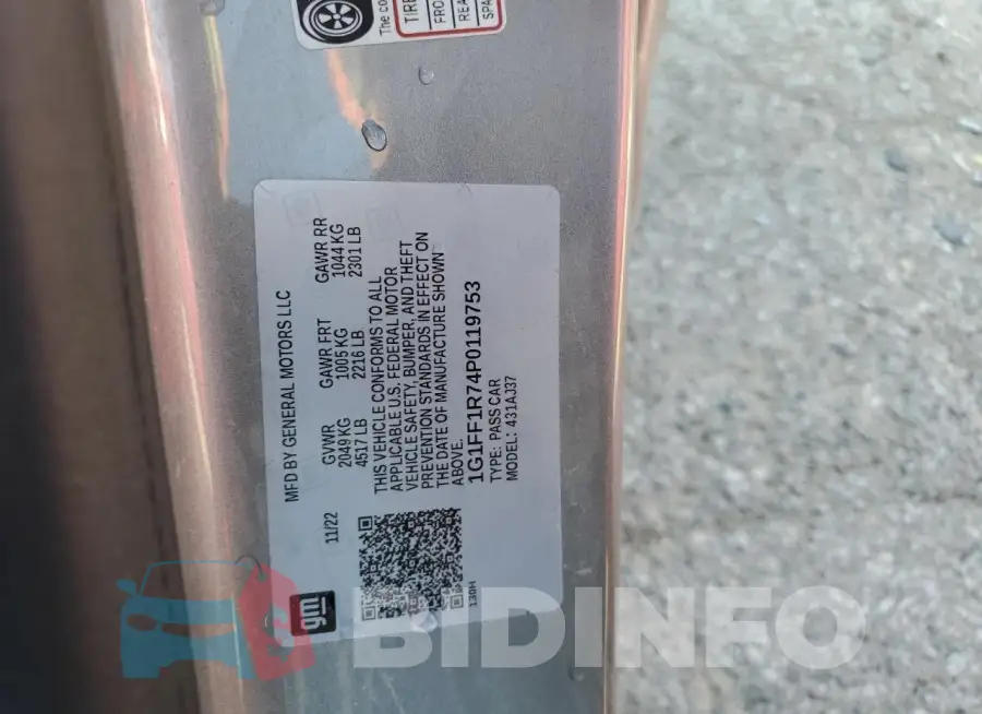 1G1FF1R74P0119753 Photo# 12