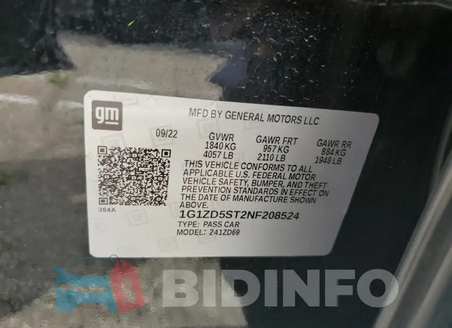 1G1ZD5ST2NF208524 Photo# 12