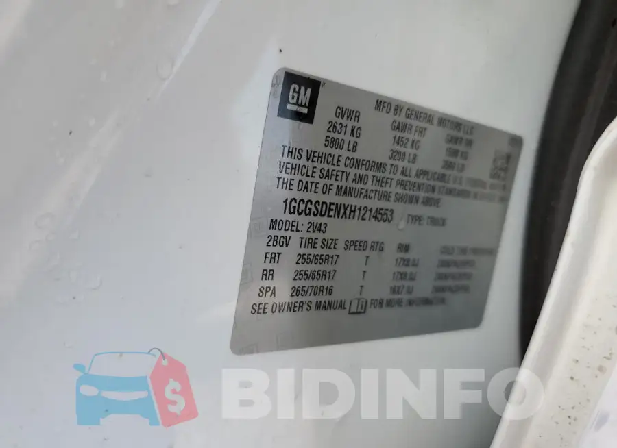 1GCGSDENXH1214553 Photo# 13