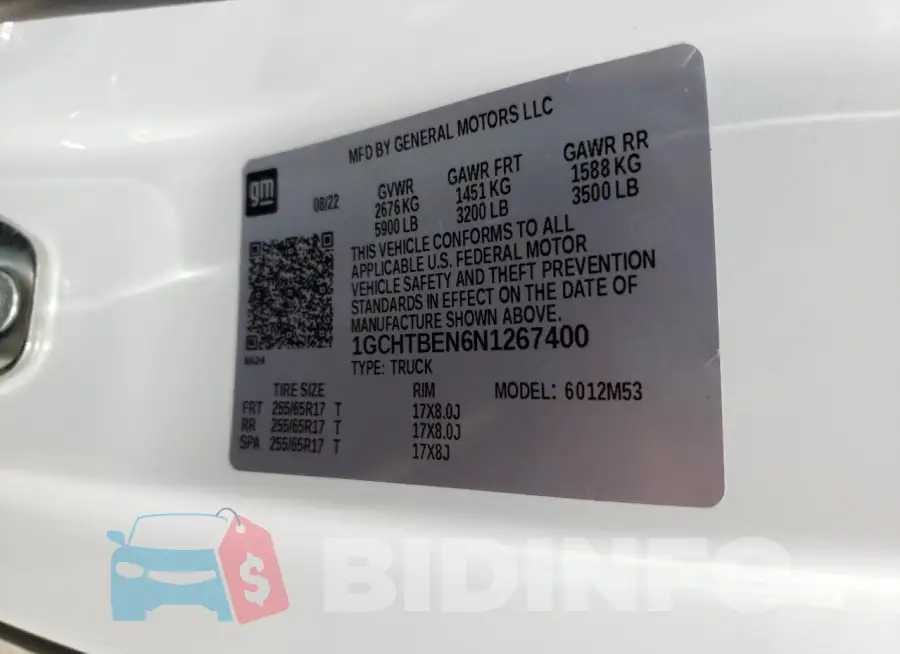 1GCHTBEN6N1267400 Photo# 12