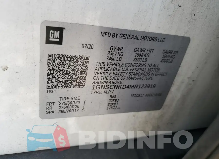 1GNSCNKD4MR123919 Photo# 13