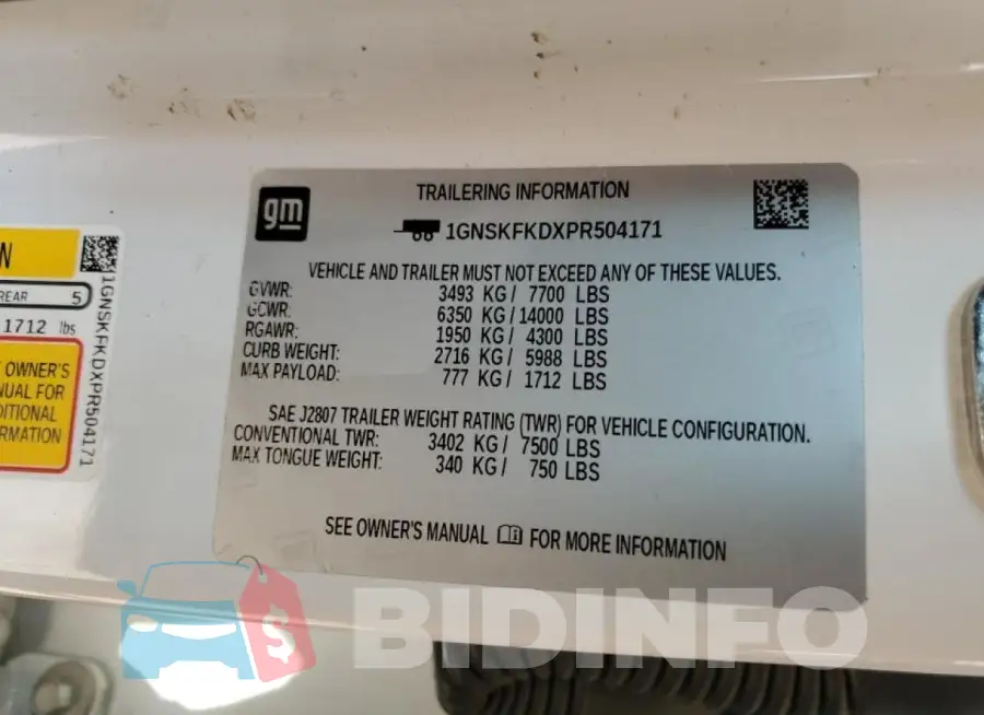 1GNSKFKDXPR504171 Photo# 13