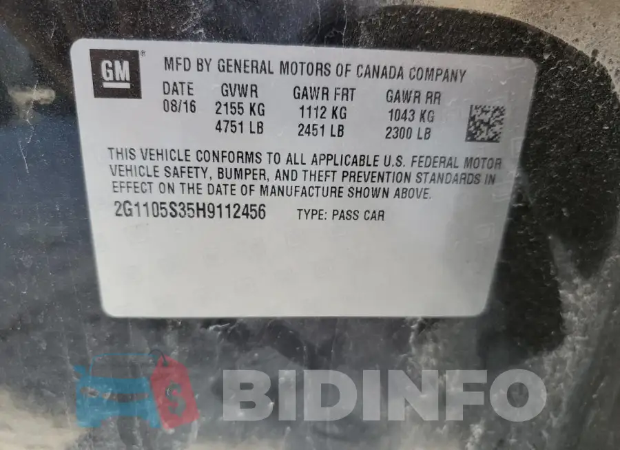 2G1105S35H9112456 Photo# 12