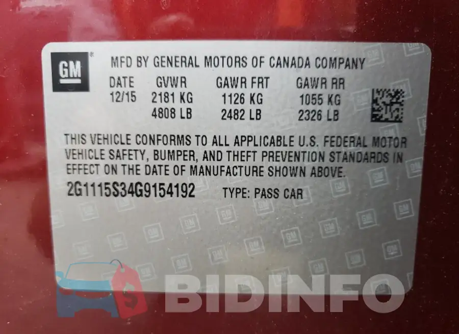 2G1115S34G9154192 Photo# 12