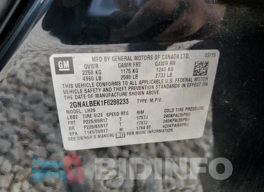 2GNALBEK1F6288233 Photo# 13