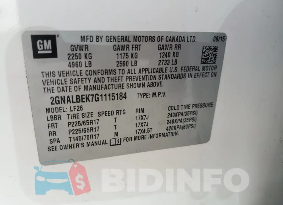 2GNALBEK7G1115184 Photo# 13