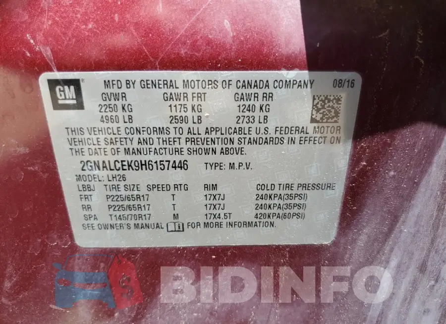 2GNALCEK9H6157446 Photo# 13