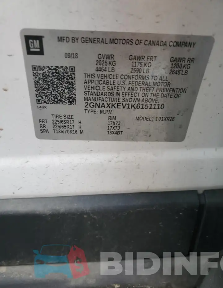 2GNAXKEV1K6151110 Photo# 13
