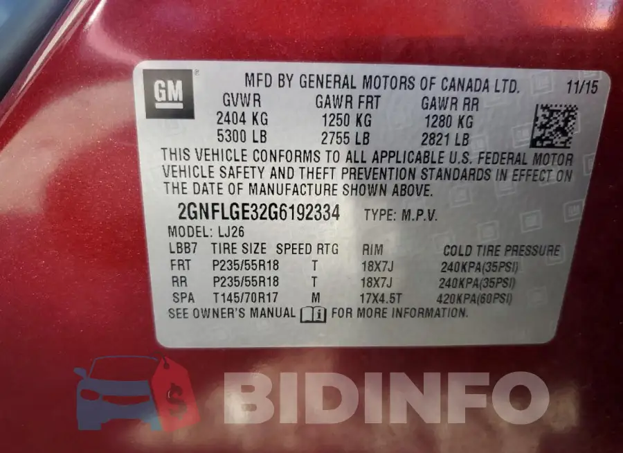 2GNFLGE32G6192334 Photo# 14
