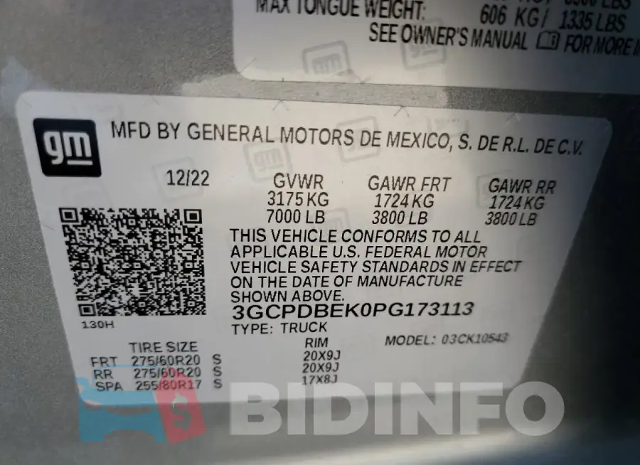 3GCPDBEK0PG173113 Photo# 12