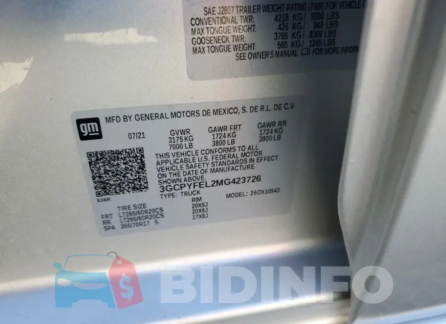 3GCPYFEL2MG423726 Photo# 12