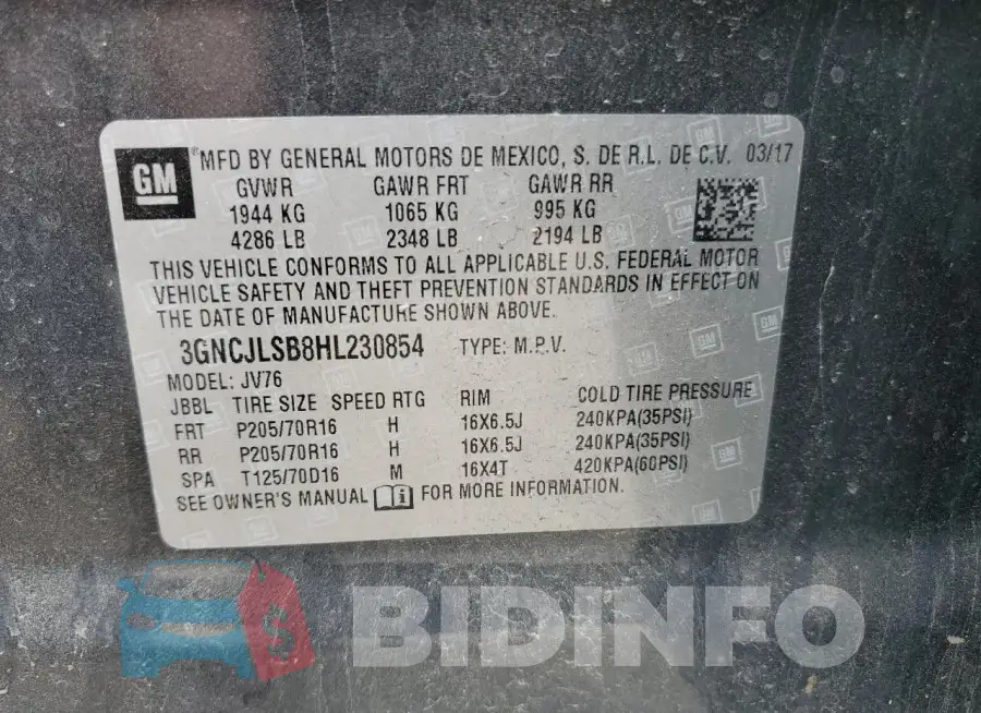 3GNCJLSB8HL230854 Photo# 13