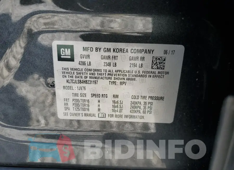 KL7CJLSB4HB231197 Photo# 13