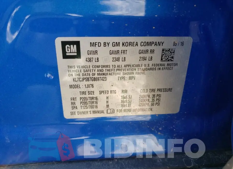 KL7CJPSB7GB697423 Photo# 13
