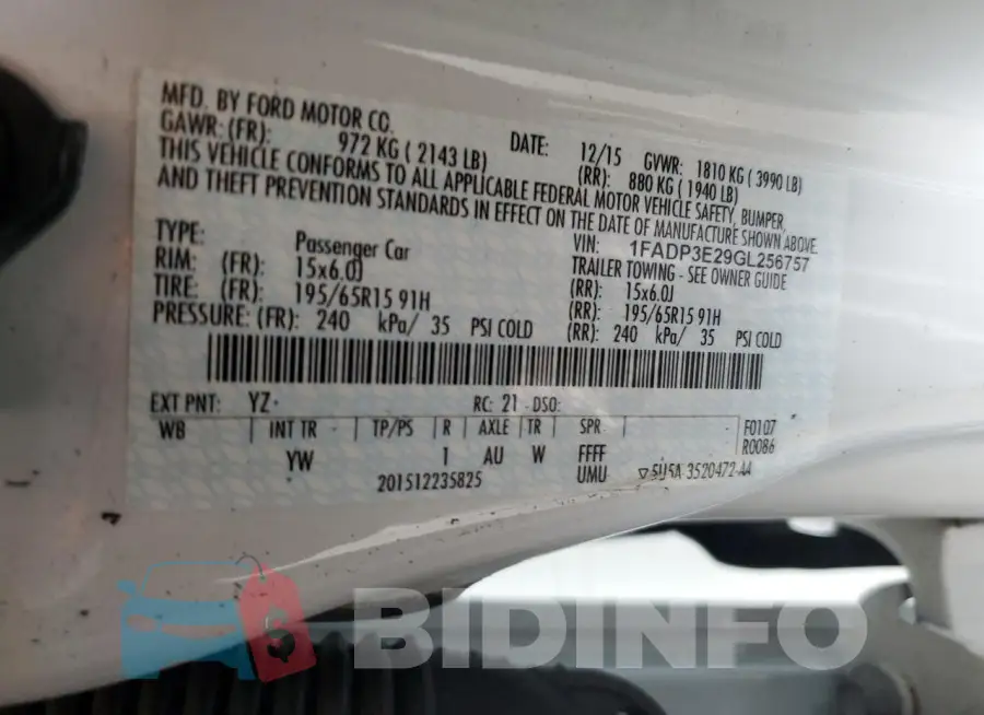 1FADP3E29GL256757 Photo# 12