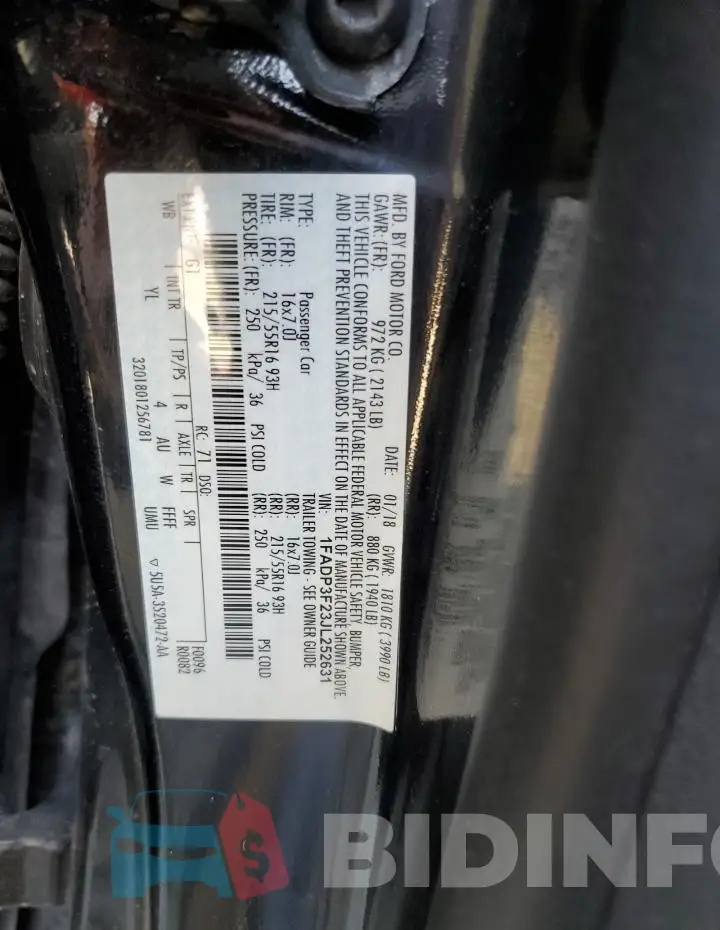 1FADP3F23JL252631 Photo# 12