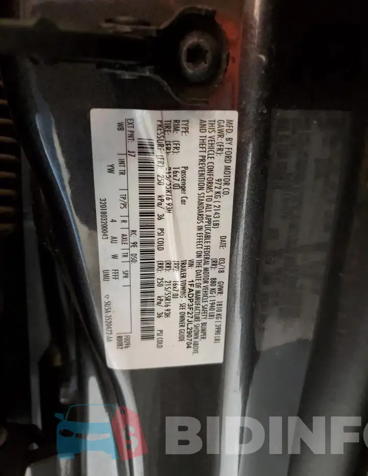 1FADP3F27JL290704 Photo# 12