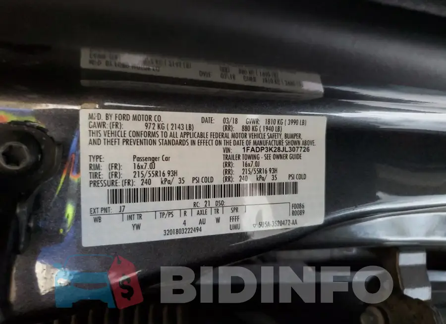 1FADP3K28JL307726 Photo# 12