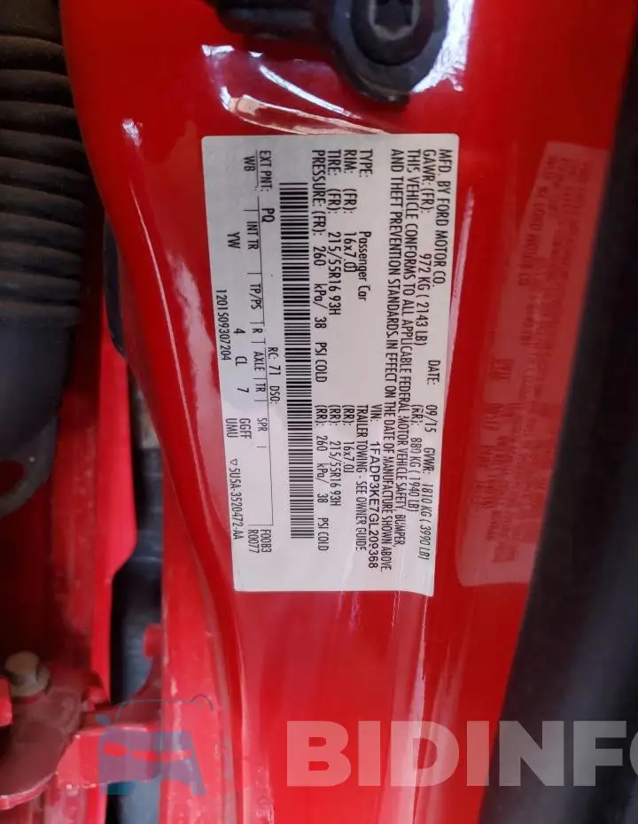 1FADP3KE7GL209368 Photo# 12