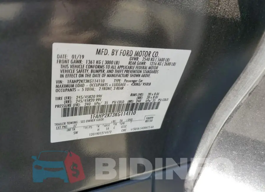 1FAHP2KT3KG114110 Photo# 12