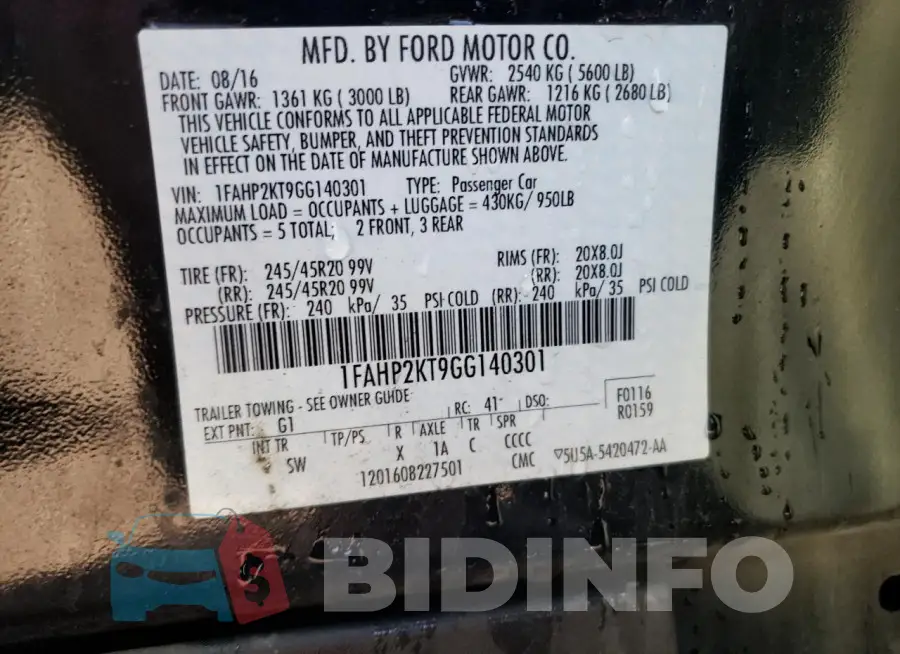 1FAHP2KT9GG140301 Photo# 13