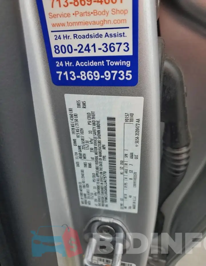 1FMCU0G69LUA75770 Photo# 13