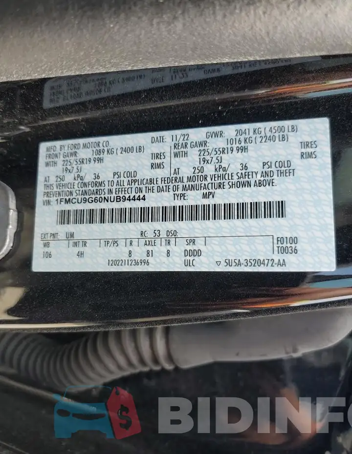 1FMCU9G60NUB94444 Photo# 13