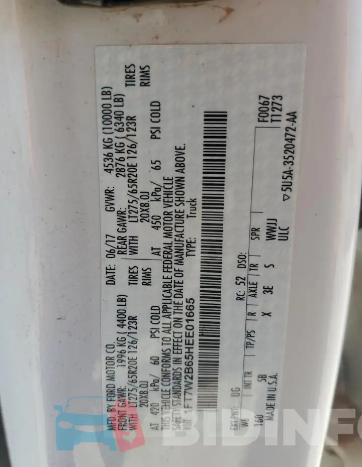 1FT7W2B65HEE01665 Photo# 12