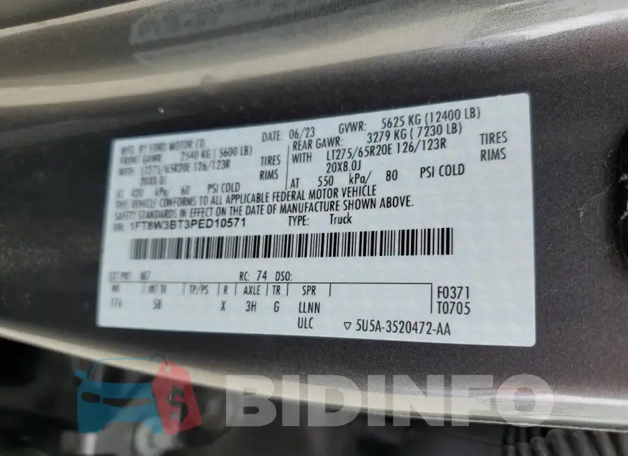 1FT8W3BT3PED10571 Photo# 12