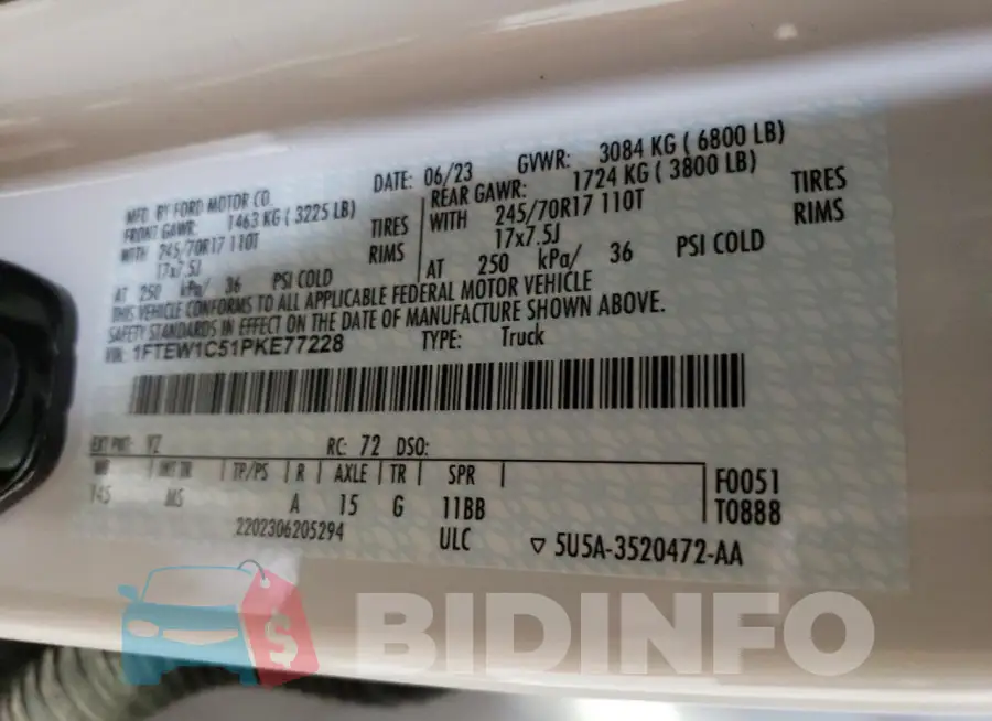1FTEW1C51PKE77228 Photo# 12