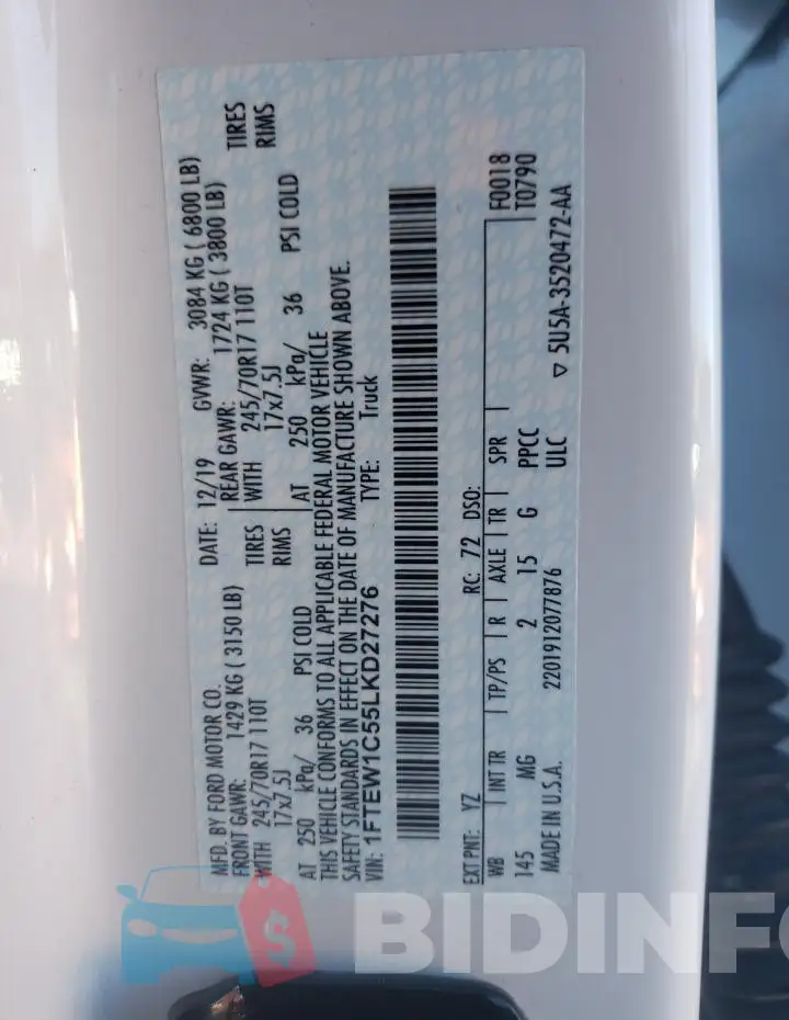 1FTEW1C55LKD27276 Photo# 12