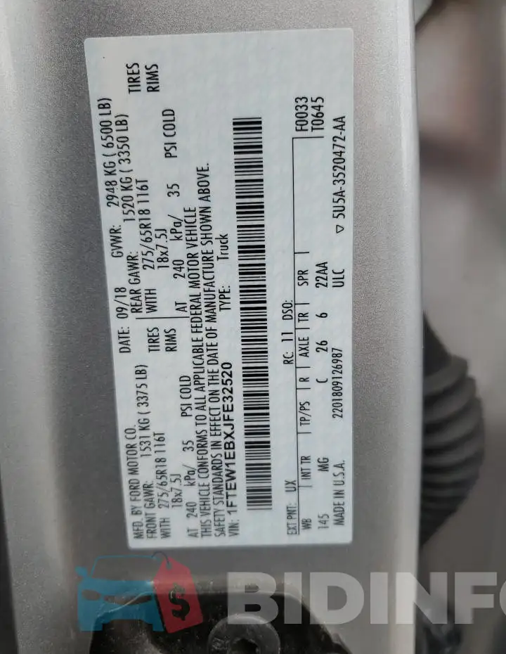 1FTEW1EBXJFE32520 Photo# 12