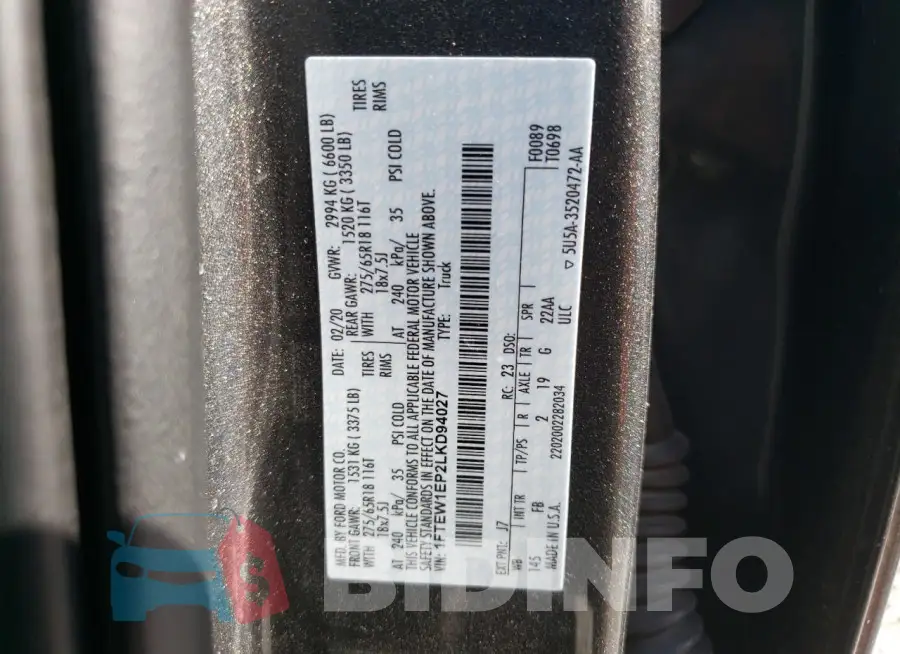 1FTEW1EP2LKD94027 Photo# 12
