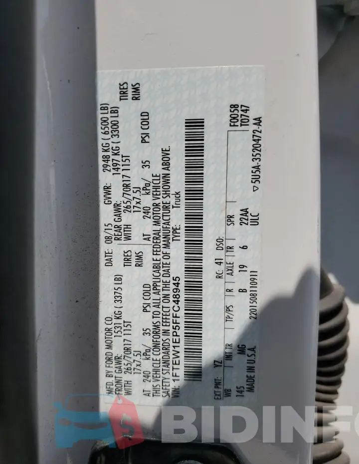 1FTEW1EP5FFC48945 Photo# 12