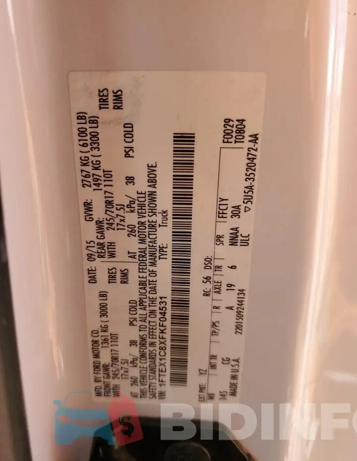 1FTEX1C8XFKF04531 Photo# 12