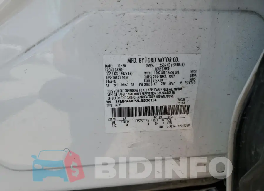 2FMPK4AP2LBB36124 Photo# 12