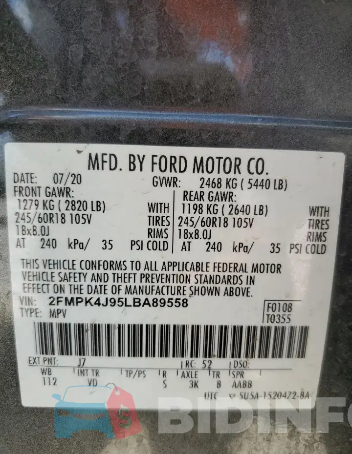 2FMPK4J95LBA89558 Photo# 13