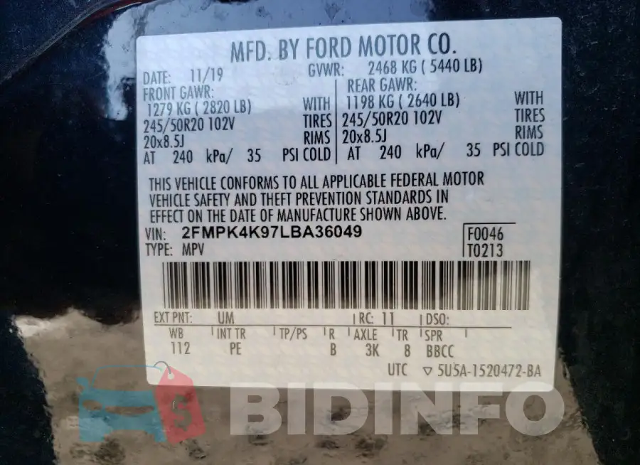 2FMPK4K97LBA36049 Photo# 13