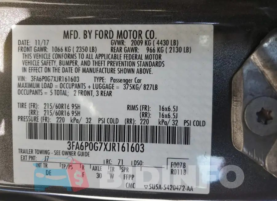 3FA6P0G7XJR161603 Photo# 13